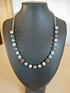 Blue Topaz, Purple Amethyst, Clear Crystals on 18" Choker Style Necklace - Picture 1 of 5