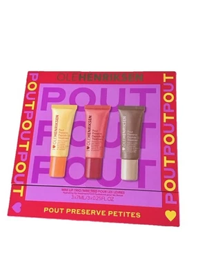全新 Holiday Ole Henriksen 迷你 3 件 Pout Preserve 小号 礼品套装 带盒 — 第 1/2 张图片