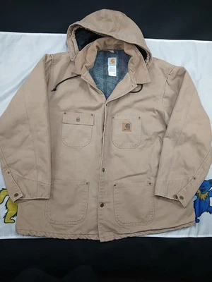 Vintage Carhartt Blanket Lined Chore Coat Work Jacket With Hood C02 SDL Mens XXL - Image 1 of 4