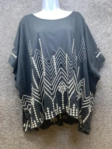 Johnny Was Embroidered Boxy Oversized Sleeveless Top Sz XL Cotton Boho Lagenlook - Picture 1 of 8