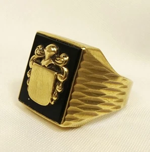 Wappen Siegelring mit Wappen 333 Gold Onyx Wappen Ring Gold RG 60 / CU 330(17) - Bild 1 von 6