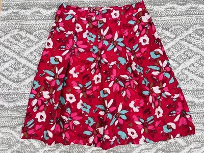 Falda para mujer Merona Y2K fucsia talla 6 floral 100 % seda línea A usada en excelente estado Foto 1 de 4