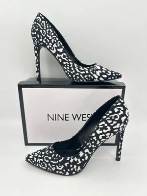 NINE WEST Tatiana Animal Leopard Pointed Toe Size 11M Black & White Women Pumps - Image 1 of 4