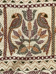 Aarong Bangladesh Embroidered Silk Shawl Wrap Table Cover 80” x 37” - Picture 1 of 22