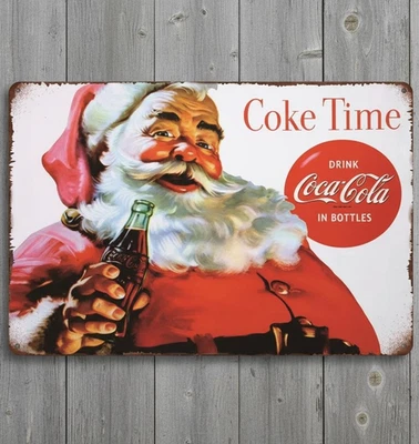 Coca-Cola Santa Clause 8 x 12 Vintage Novelty Metal Sign Made In USA New! - Image 1 of 3