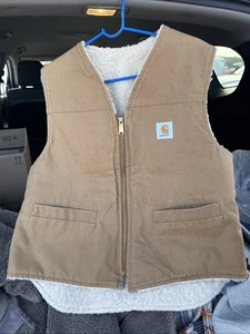 Carhartt Vest Sherpa Lined Tan Large Western Work Wear - Picture 1 of 9
