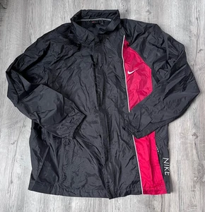 Chaqueta cortavientos vintage Nike para hombre M negra roja cremallera completa años 90 bordada - Imagen 1 de 9