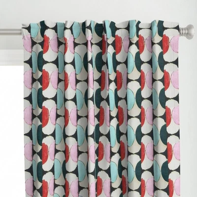 Juego de 2 paneles de cortina personalizados impresos modernos de mediados de siglo multicolor Foto 1 de 4