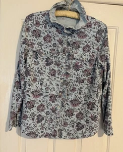 Sundance Ombeline Cord Hemd Blumen Perlen Druckknopf Rüschen Western Boho 90er M - Bild 1 von 9