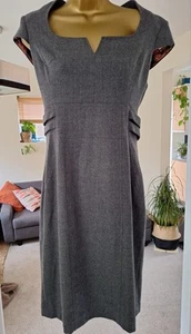 Ted Baker Women's Grey Knee Length Dress, V-Neck, 98% Wool, UK Size 2 (Size 10) - Picture 1 of 9