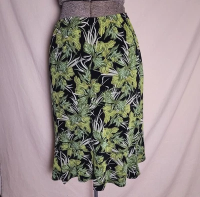 Falda Tropical Vintage Años 90 Y2K Citiknits Verde Floral Hoja Elástica M/L Volantes Foto 1 de 4