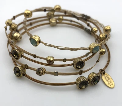 Lote de 5 Pulseras Susurros de Temporada Alambre Color Dorado Estrás Marrón Foto 1 de 4