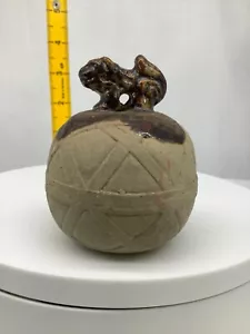 Japanese Clay Bell Ceramic Dorei Asian Antiques old bell ball 2.3x2.3x3.1inch - Picture 1 of 11