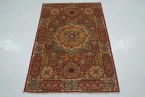3 x 5 ft Red Mamluk Afghan Hand Knotted Wool Medallion Area Rug - Picture 1 of 20