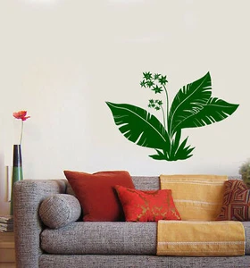 Wall Vinyl Decal Tropics Flowers Palm Tree Leaves Home Sticker (n1260) - Picture 1 of 3