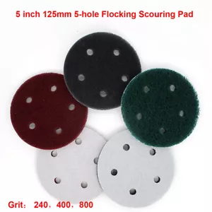 5" 5-Hole Scotch Brite Pads Hook&Loop Abrasive Finishing Cleaning Scouring Pads - Picture 1 of 5