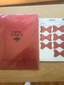 Paper Source Christmas red glimmer paper NIP& Christmas red ribbons/open package