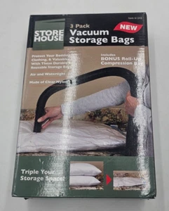 STOREHOUSE 3-Pack Vacuum Storage Bags. Triple Your Storage Space. 3 Pack. New - Picture 1 of 2