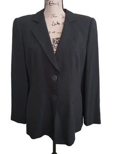 GIORGIO ARMANI Pinstripe Sz 12-14 Black Jacket Blazer Career Lined Long sleeved - Picture 1 of 17