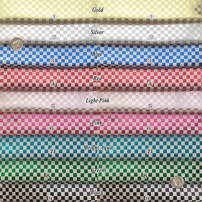 Metallic Foil 5mm Chess Square Stretchy Vinyl Faux Leather Fabric Waterproof 54' - Image 1 of 3