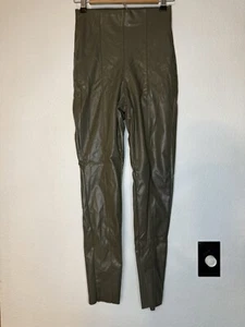 H&M Faux Leather Pants Olive Green Size 4 NWT - Picture 1 of 3