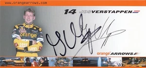 FIRMADA JOS VERSTAPPEN FLECHAS NARANJAS EQUIPO F1 2001 AUTÓGRAFO TARJETA HÉROE FOTO - Imagen 1 de 3