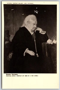 Vtg Queen Victoria After A Potrait By H Von Angeli RPPC Postcard - Picture 1 of 2