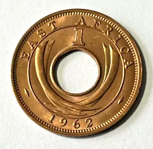 1962 East Africa Coin 1 cent Elephant Center Hole - Picture 1 of 2