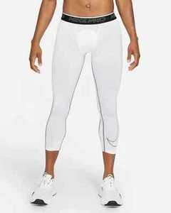 NWT Nike Pro Dri-FIT Compression 3/4 Length Training Men's Leggings White 3XLT - Picture 1 of 6