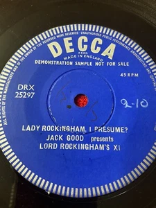 JACK GOOD Presents LORD ROCKINGHAM XI Vinyl 45rpm 7” Demo - LADY ROCKINGHAM I PR - Picture 1 of 4