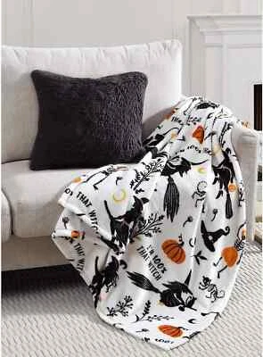 I'M 100% THAT WITCH HALLOWEEN VELVET PLUSH THROW BLANKET 50 X 60 - Image 1 of 4
