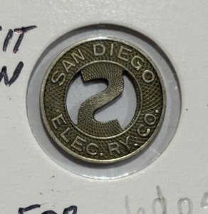 1946 United States 1 Token Fare San Diego Elec Ry.Co San Diego, California Token - Picture 1 of 3