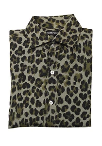 Camisa de vestir verde leopardo firma talla 39 IT/15 EE. UU. nueva Wi... - Imagen 1 de 3