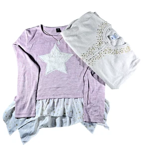 Old Navy Cream Beaded Sweater & Girls Long Sleeve Faux Stars  Winter Casual Top - Picture 1 of 9