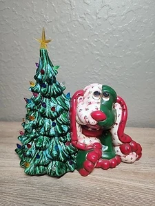 VINTAGE CERAMIC Mold CHRISTMAS TREE Pound PUPPY DOG FIGURE Plush Toy 90 Dripware - Picture 1 of 22