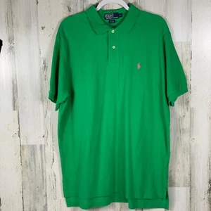 Polo Ralph Lauren Polo Shirt Mens XL Green Classic Fit Pink Pony- 094 - Picture 1 of 6
