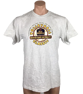 Camisa Clásica Vintage Años 90 Best Western Wichita State Voleibol Mediana Gris Foto 1 de 4