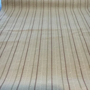 Retro Cotton Striped Twill  Cream Brown & Green Cotton 2 yd x 42" Vintage - Picture 1 of 4