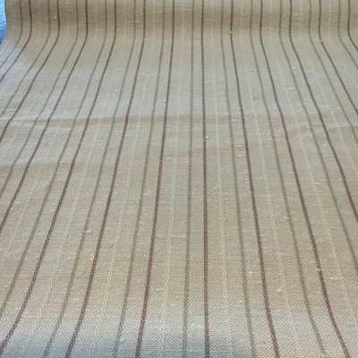 Retro Cotton Striped Twill  Cream Brown & Green Cotton 2 yd x 42" Vintage - Image 1 of 4