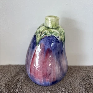 Vintage Vietri Aubergine nummeriert 6 Zoll Knospenvase Made in Italy - Bild 1 von 9