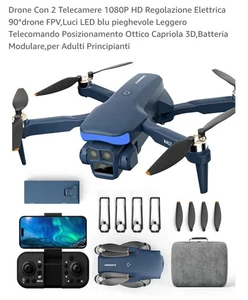 Drone Con 2 Telecamere 1080P HD Regolazione Elettrica 90°drone FPV Luci LED - Photo 1/24