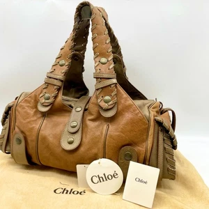 Auténtico bolso de mano Chloe Silverado cuero marrón SA-50+02-06-54 Y2K - Imagen 1 de 22