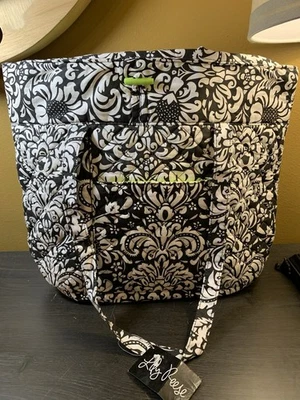 Lily Reese Black White Lime Paisley Quilted Shoulder Bag Beach Travel NWT - Image 1 of 4