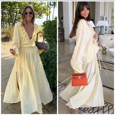 H&M S/S 2025 The STUDIO Falda Circular de Gasa Falda Amarilla Mantequilla Reino Unido 14  Foto 1 de 4