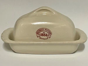 Plato de mantequilla de cerámica Bendigo vintage - esmaltado en crema - hecho en Australia - Imagen 1 de 7