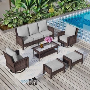 Outdoor Furniture Set Patio Sofa Conversation Set with Coffee Table Swivel Sofa - Picture 1 of 10