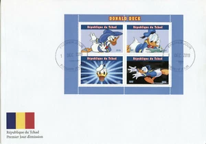Disney Stamps Chad 2019 FDC Donald Duck Cartoons Animation 4v M/S I - Picture 1 of 1