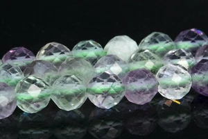 Cuentas de fluorita multicolor natural genuinas de 5 mm grado AA cuentas sueltas redondas facetadas facetadas - Imagen 1 de 4