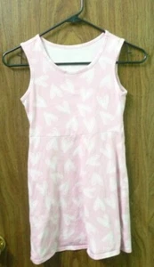 PINK WONDER NATION GIRLS SIZE 7- 8 DRESS PINK WITH HEARTS PRINT SLEEVLESS - Picture 1 of 3