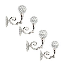 4 PCS Clear Crystal Curtain Holdbacks Wall Mounted Tassel Curtain Tieback HoI1B4